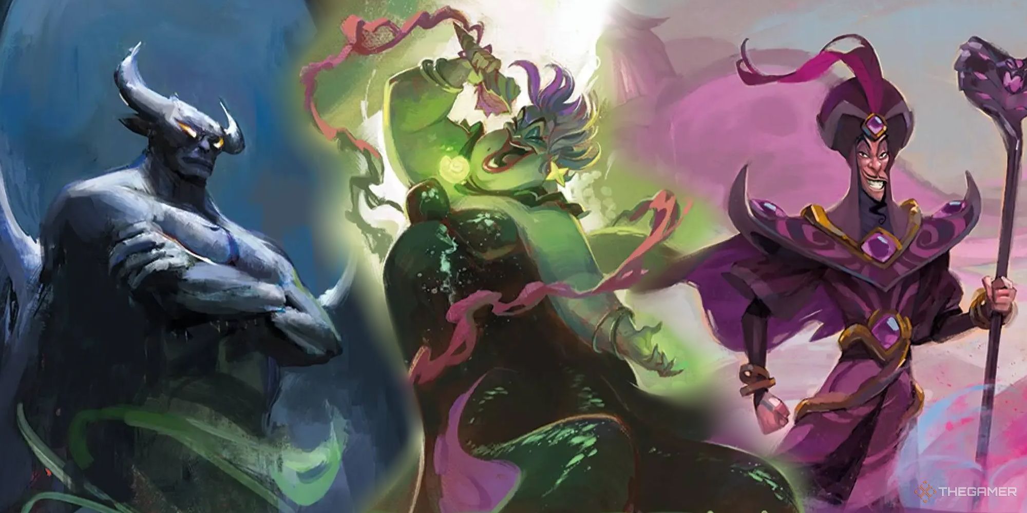 Collage de Disney Lorcana de villanos de In Into The Inklands