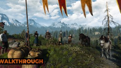 A small crowd gathers on a hill in Skellige where a race will take place.