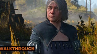 An old woman looks at the viewer in the countryside on a sunny day.