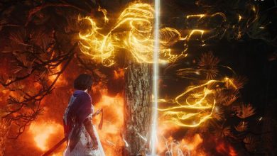 Wo Long Fallen Dynasty - your character stands in front of a marker flag while the area around them is on fire