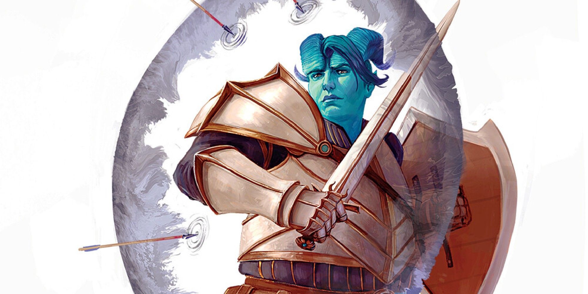 Dungeons & Dragons: The Paladin Casting Shield mientras las flechas vuelan hacia ellos