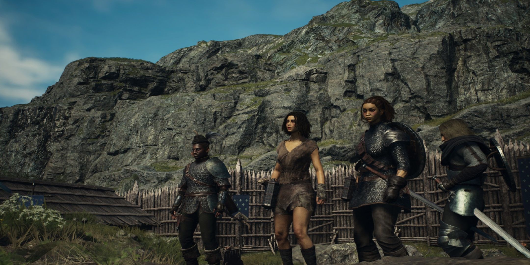 Dragon's Dogma 2 cuatro personajes uno al lado del otro