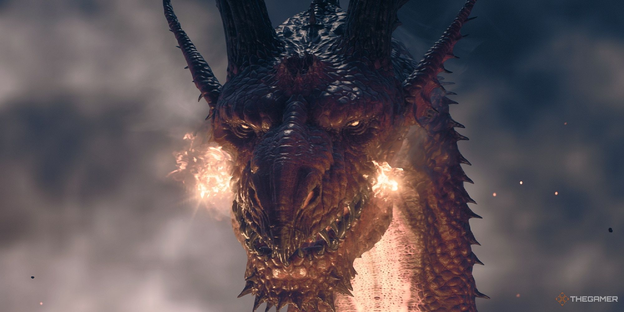 Un Dragón se prepara para escupir fuego en Dragon's Dogma 2.