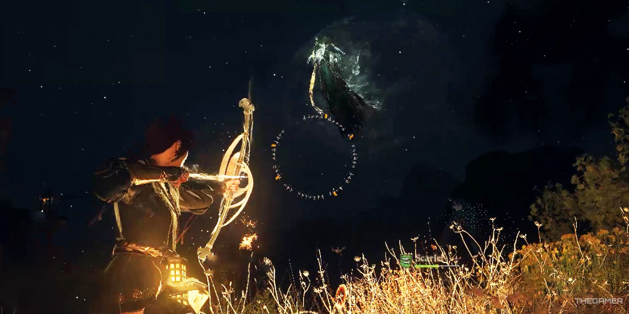 Un jugador de Magick Archer luchando contra Lich en Dragon's Dogma 2