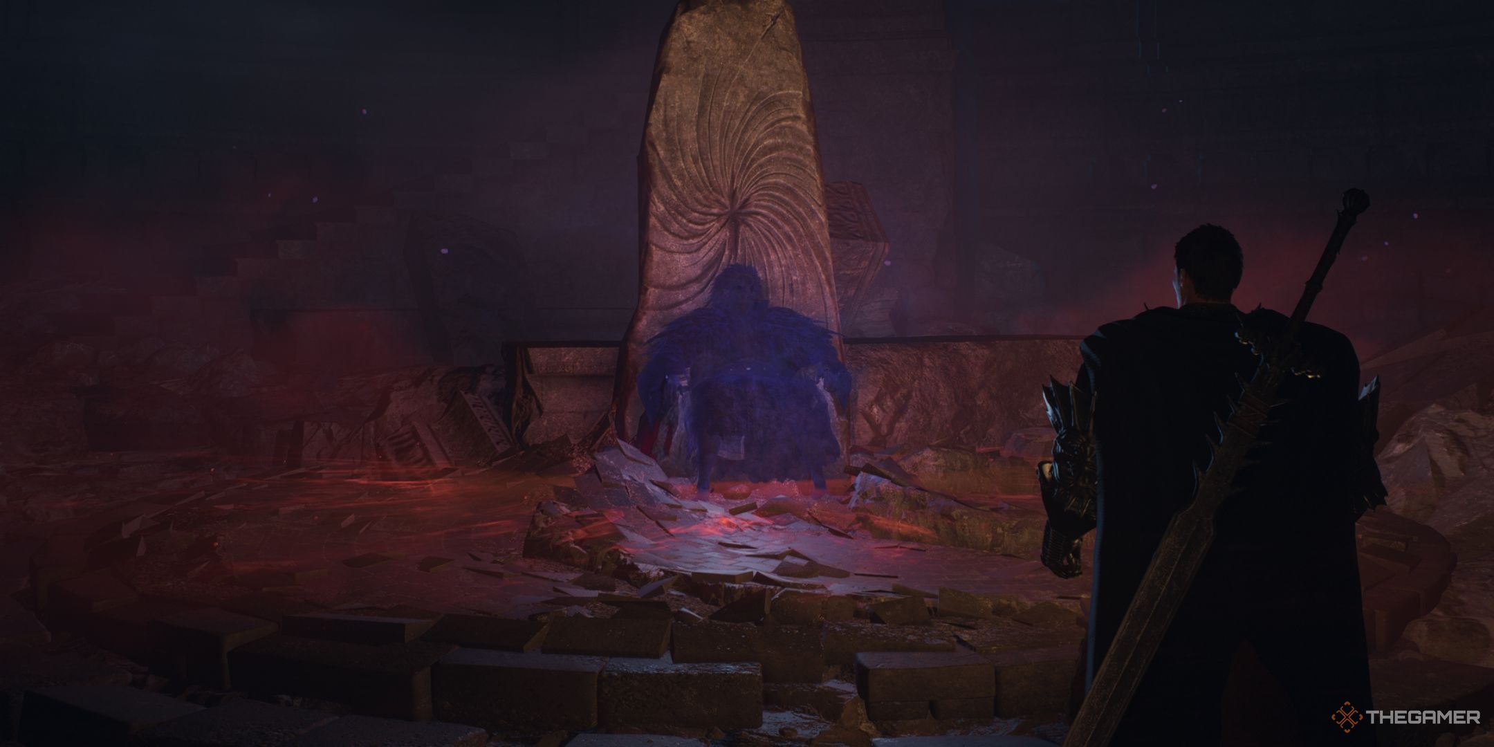 Los Resucitados acercándose al fantasma de Rothais en Dragon's Dogma 2.