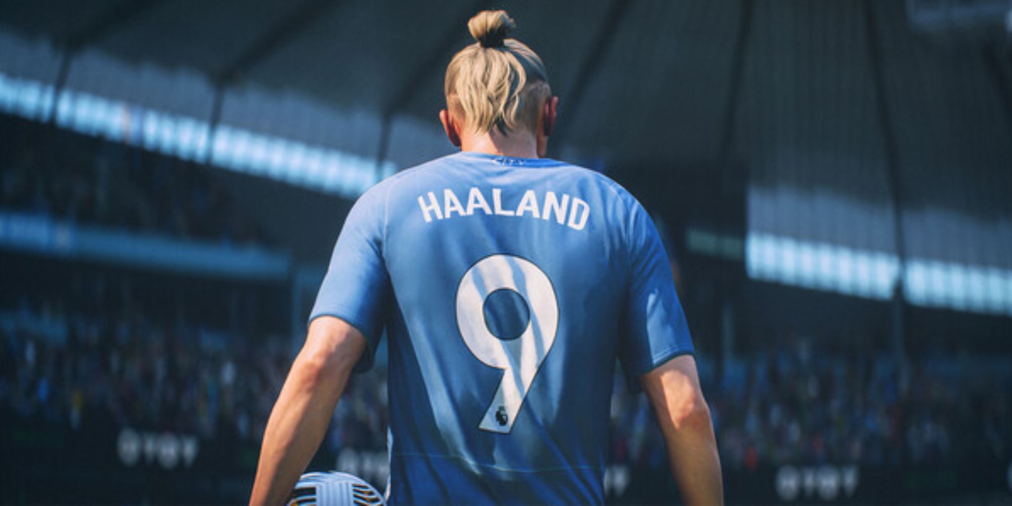 Erling Haaland llevando el balón en EA FC 24