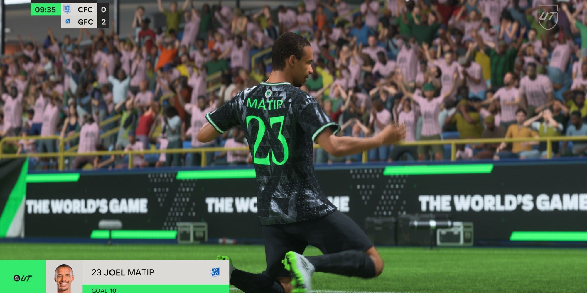 Joel Matip de rodillas en EA FC 24.