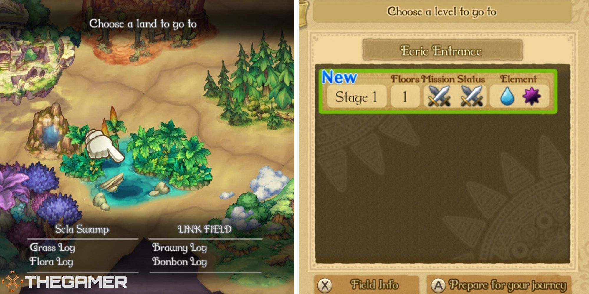 link field on map and stage selection split image