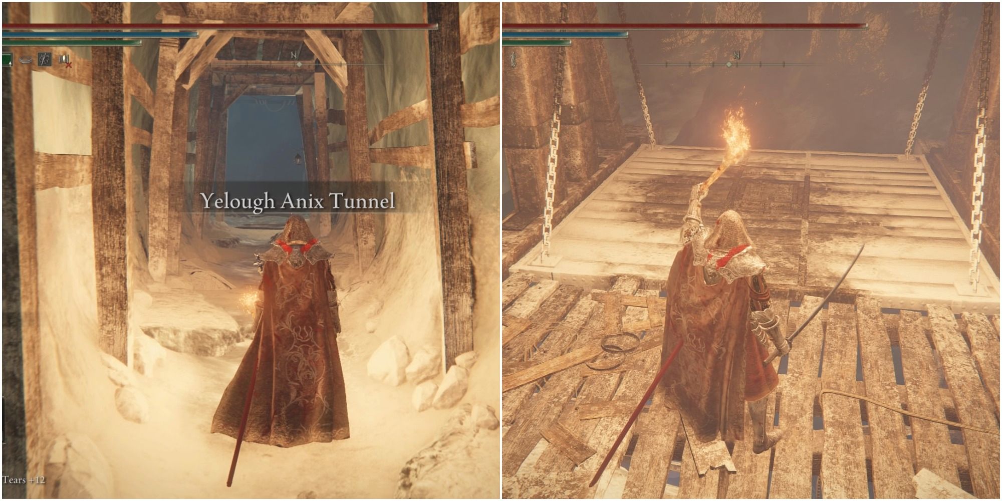 Split images showing the Yelough Anix Tunnel.