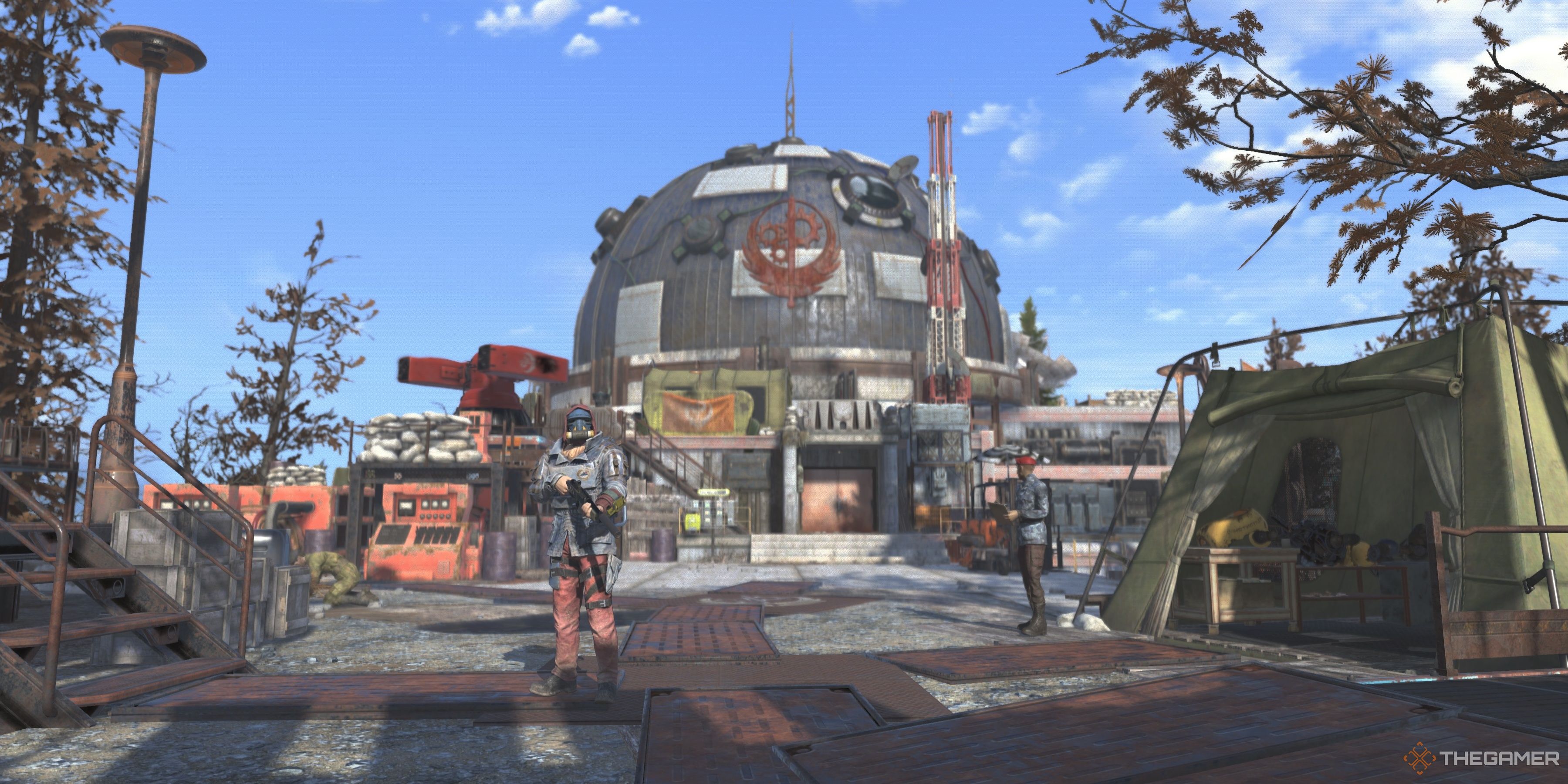 El personaje principal se encuentra afuera de Fort Atlas en Fallout 76.
