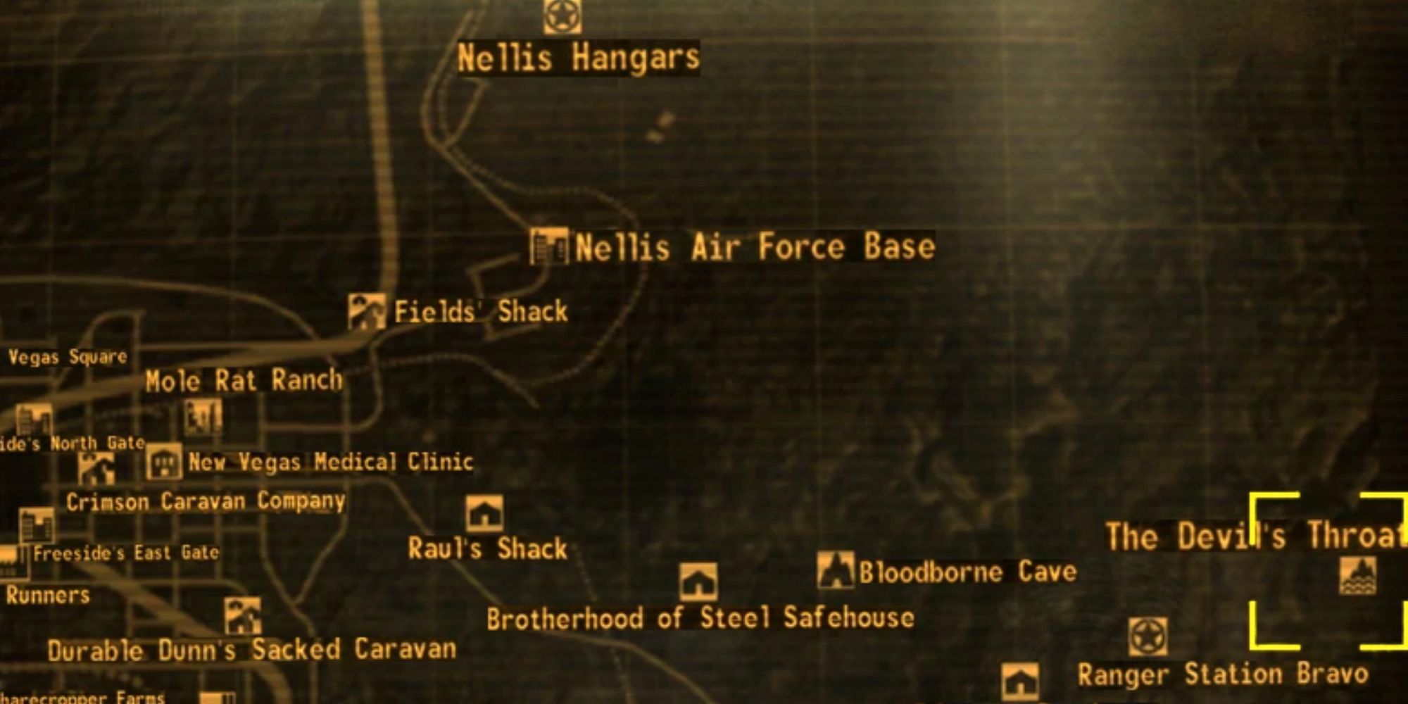 Garganta del diablo de New Vegas en el mapa
