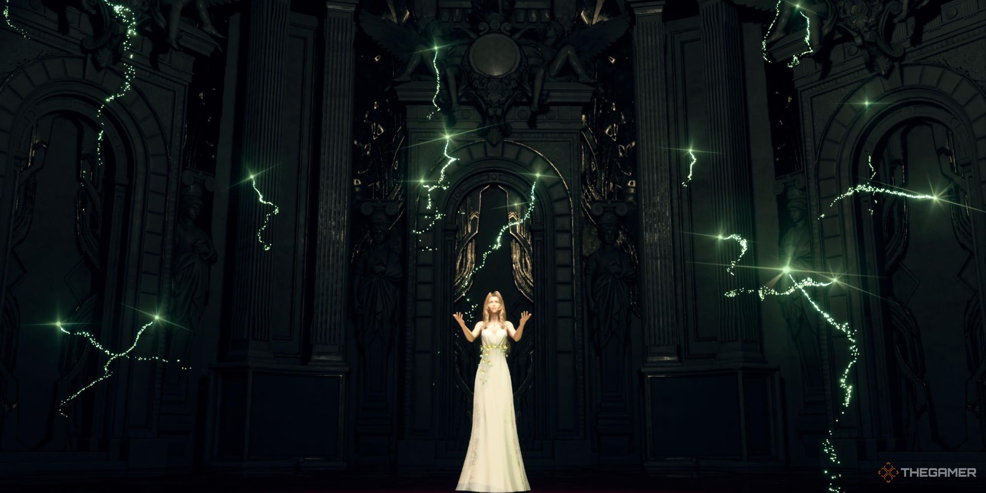 Aerith interpretando No Promises to Keep en el Gold Saucer en Final Fantasy 7 Rebirth.