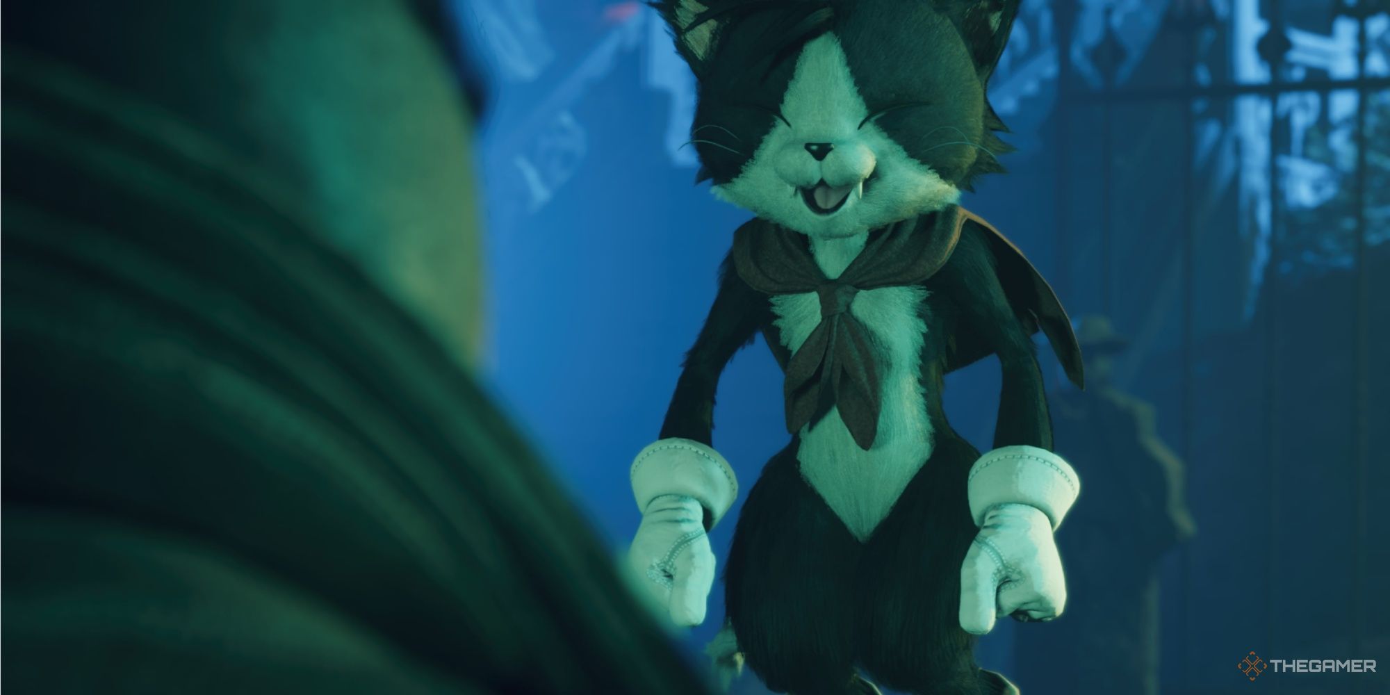 Final Fantasy VII Rebirth Cait Sith hablando con Barret