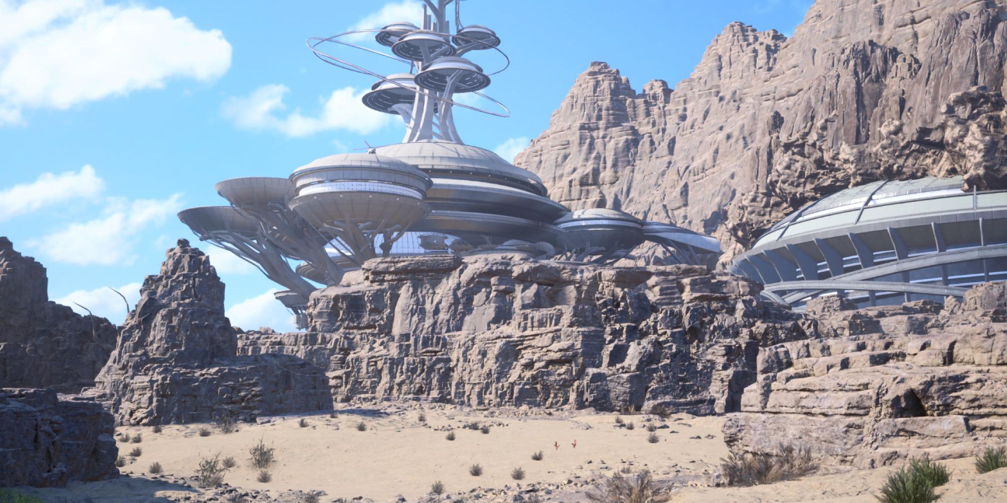 Una imagen de la ubicación de Corel y el Gold Saucer - FF7 Rebirth