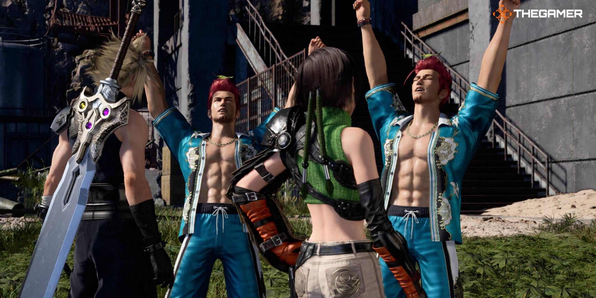 Dos Johnnys celebran juntos su Johniness cerca de la fábrica abandonada de la región de Corel en FF7 Rebirth