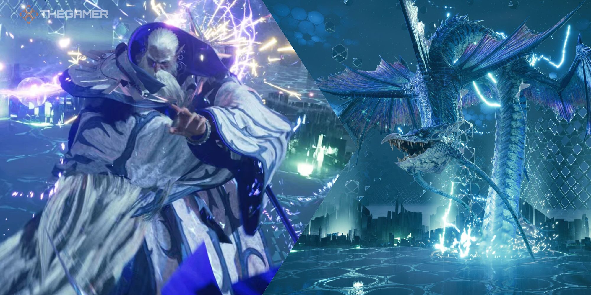 Un collage de imágenes que muestran las invocaciones de Leviatán y Ramuh en Final Fantasy 7 Rebirth