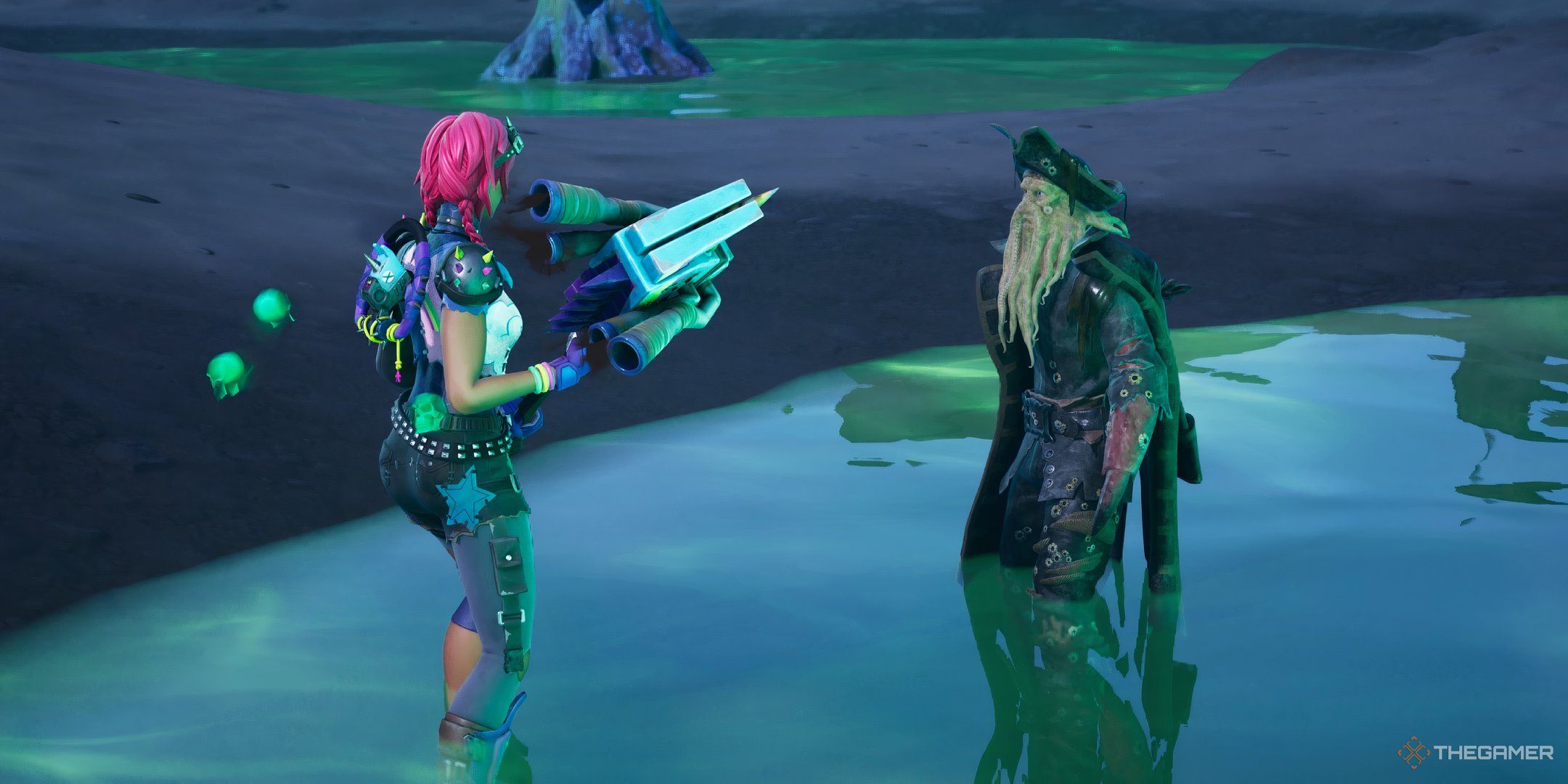 Hablando con Davy Jones en Fortnite Capítulo 5 Temporada 3.