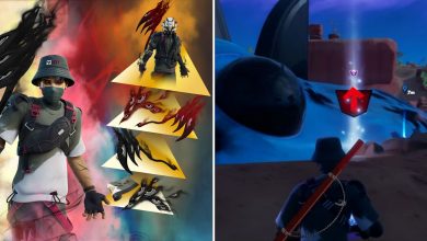 split image of the phantasm skin and player completing the phantasm's level up quest