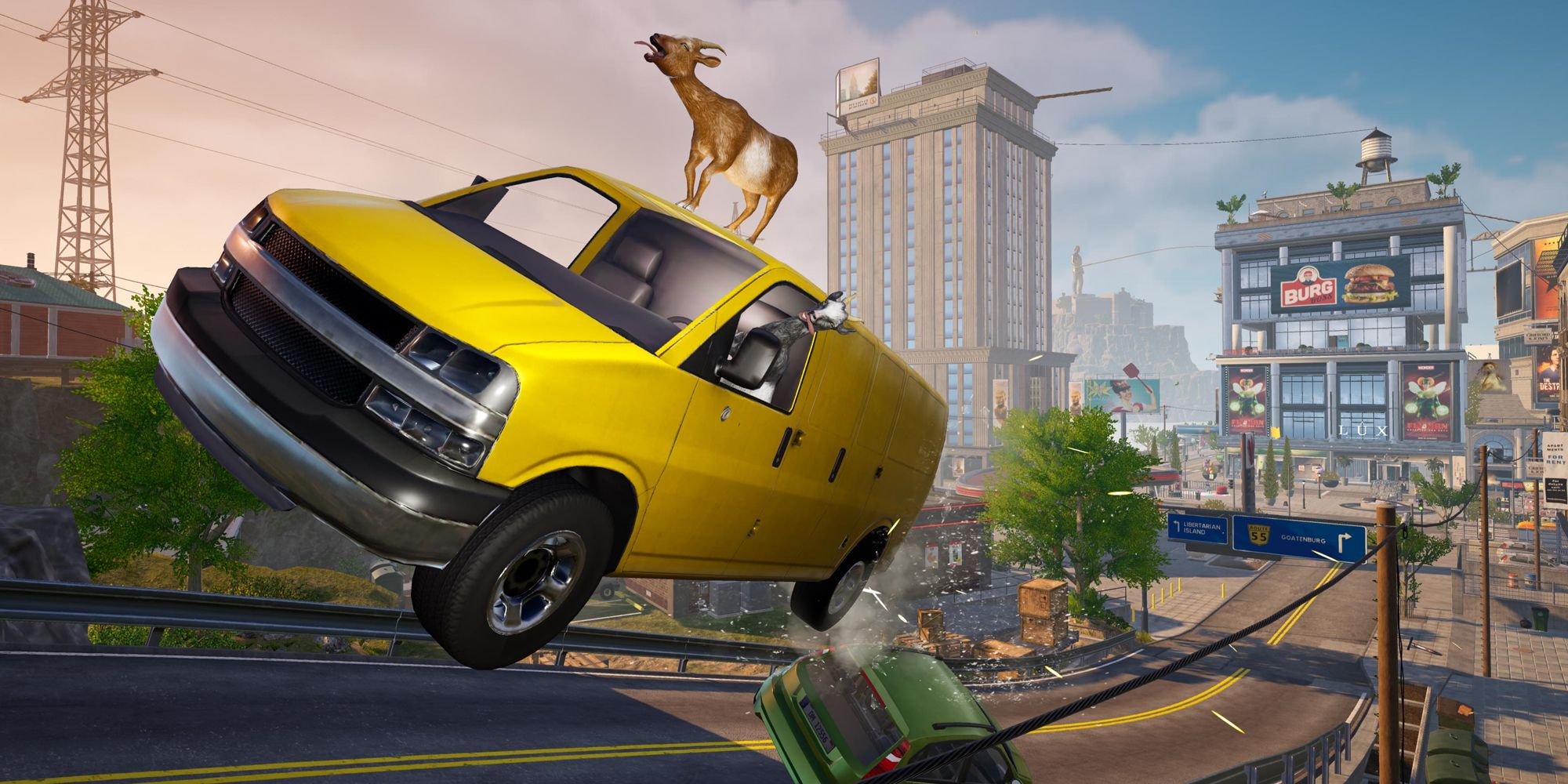 Una cabra encima de una camioneta en Goat Simulator 3 Mobile