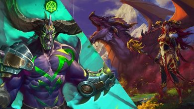 Official art of Kanrethad Ebonlocke and the loading screen of World of Warcraft: Dragonflight.