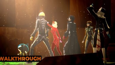 Persona 5 Royal the phantom thieves looking out of the pyramid