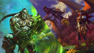 Official art of Broxigar, a Fury Warrior, and Dragonflight in World of Warcraft.