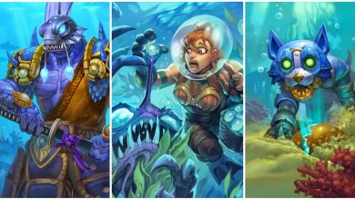 Hearthstone - collage of Blademaster, Rock Bottom, and K9