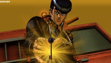 In Morioh Town, a Golden Wind key glows before Josuke Higashikata 4's hand. Custom image for JoJo's Bizarre Adventure ASBR.