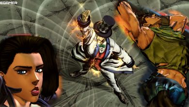 [Background] Will A. Zeppeli sends Hamon coursing through Dio's Castle. [Foreground] Lisa Lisa's face and Joseph Joestar's silhouette frame Will A. Zeppeli. Custom image for Jojo's Bizarre Adventure: ASBR.