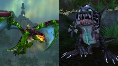 WoW Wrath of the Lich King split image of green proto-drake and Lightning caller soo-met