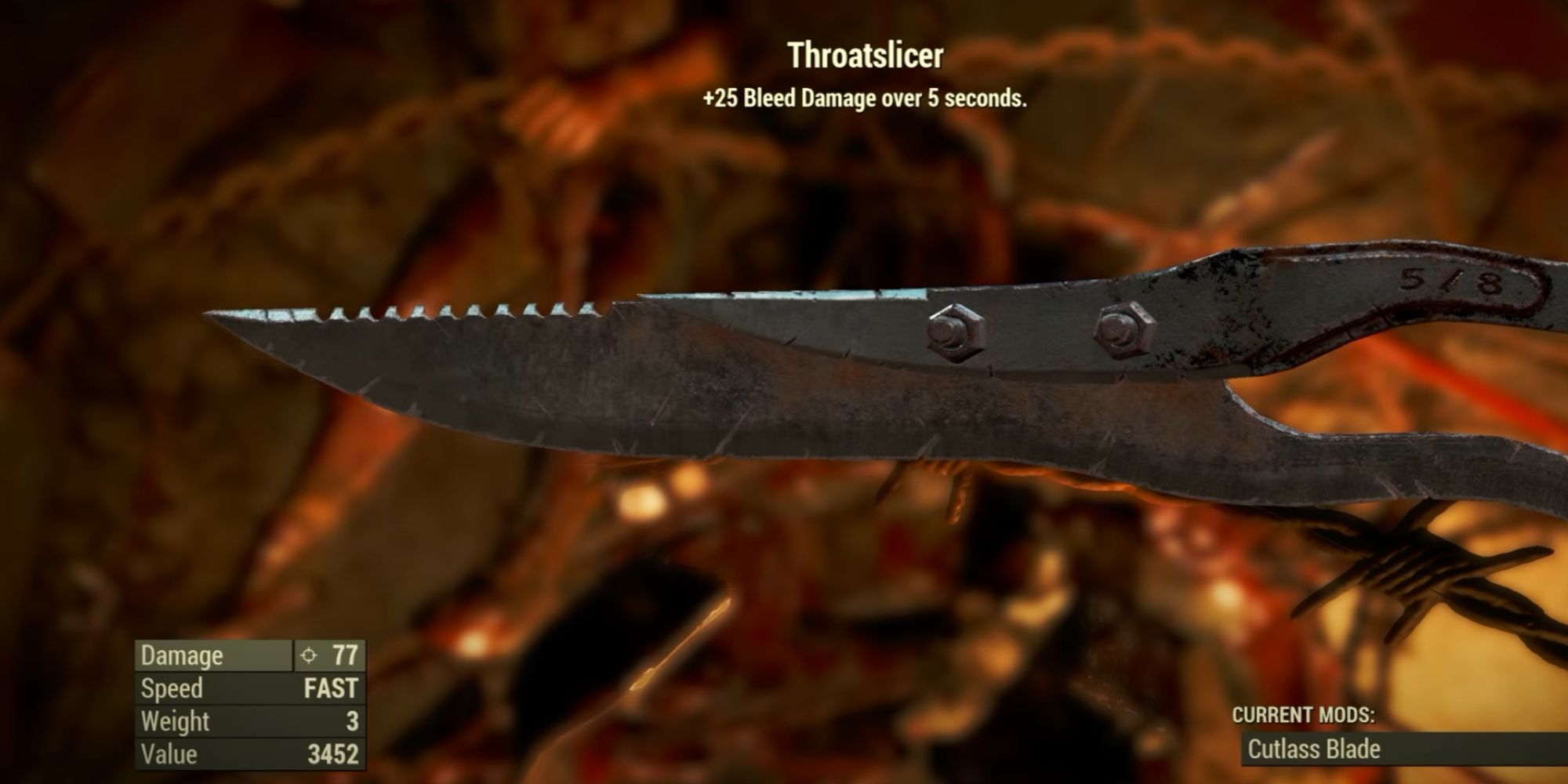 Inventario interior de Fallout 4 Throatslicer