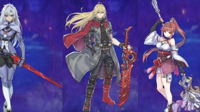 A collage of A's, Shulk's, and Glimmer's illustrations from Xenoblade Chroniclees 3: Future Redeemed.