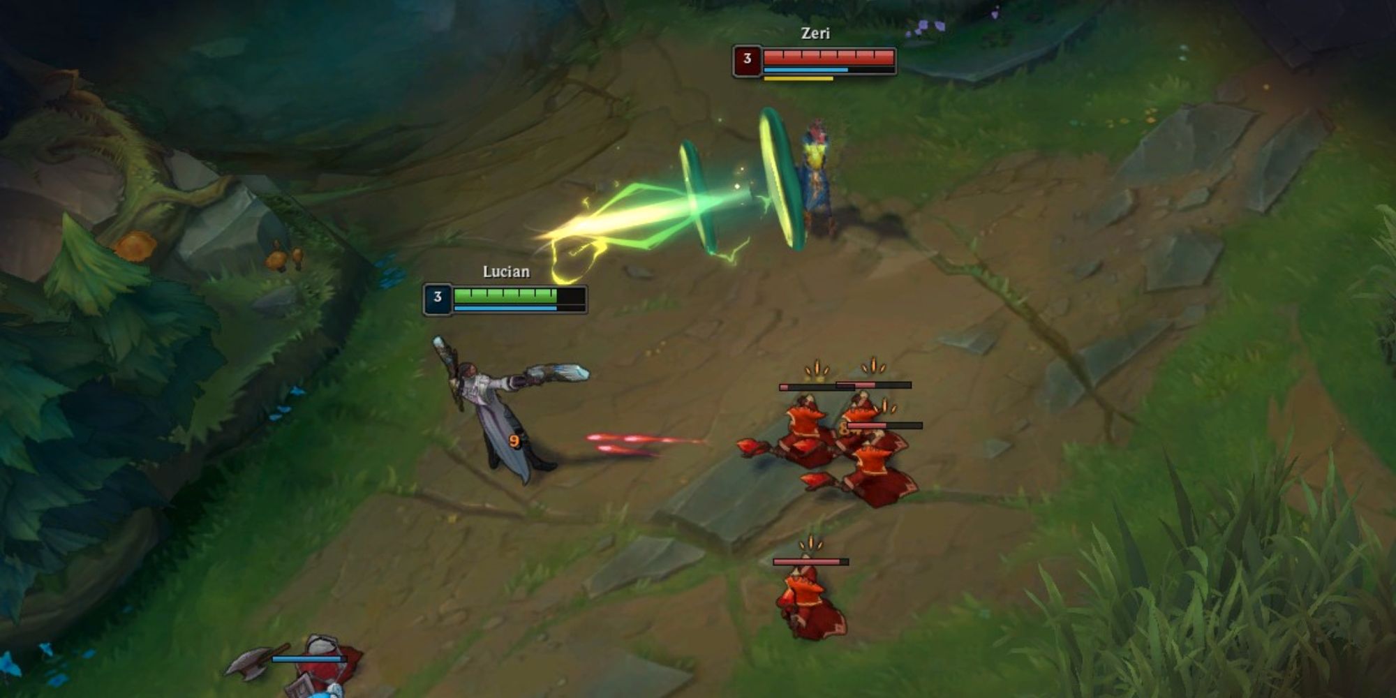 Zeri usando láser Ultrashock en League Of Legends