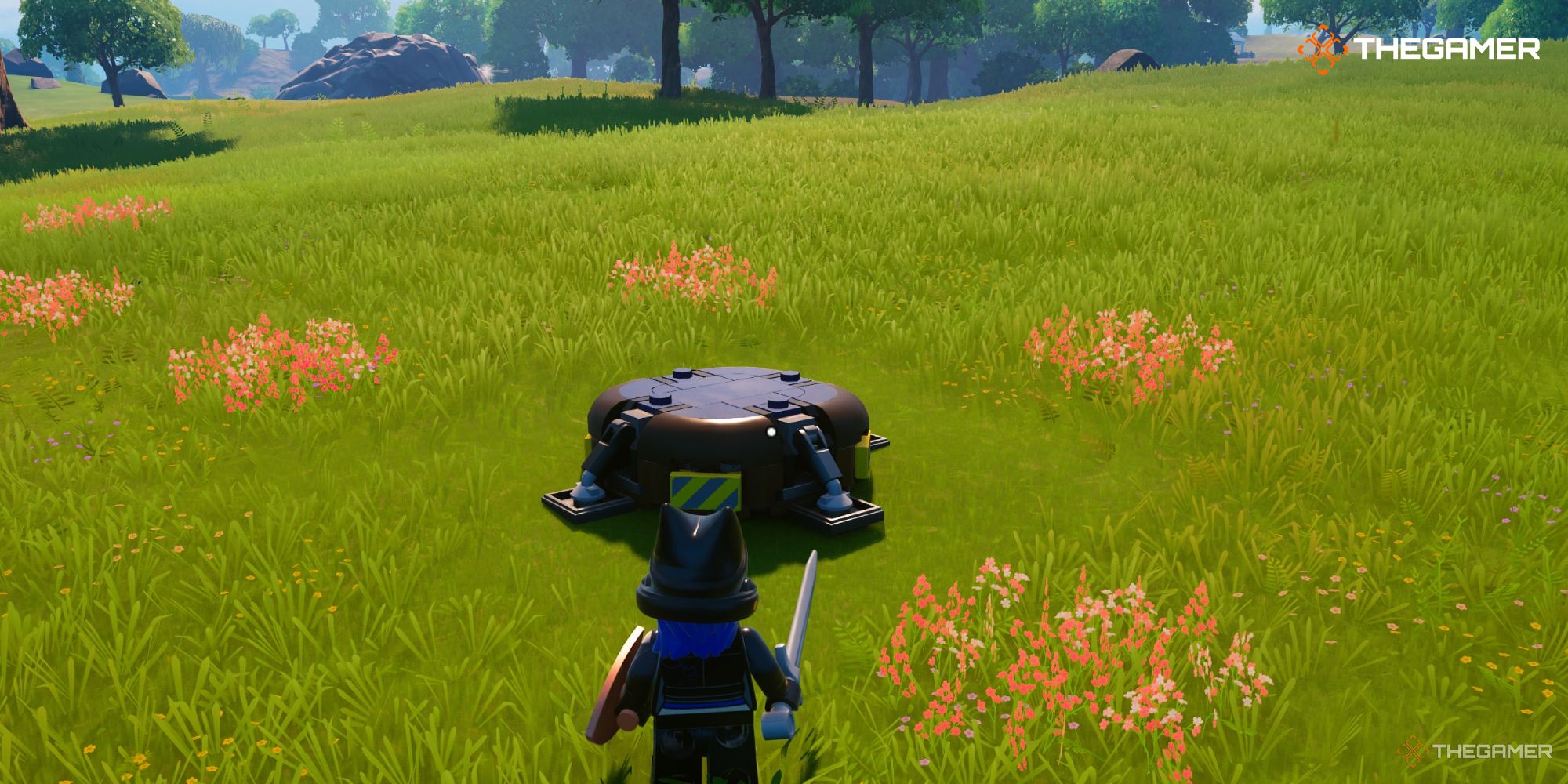Lego Fortnite: De pie frente a la plataforma de lanzamiento