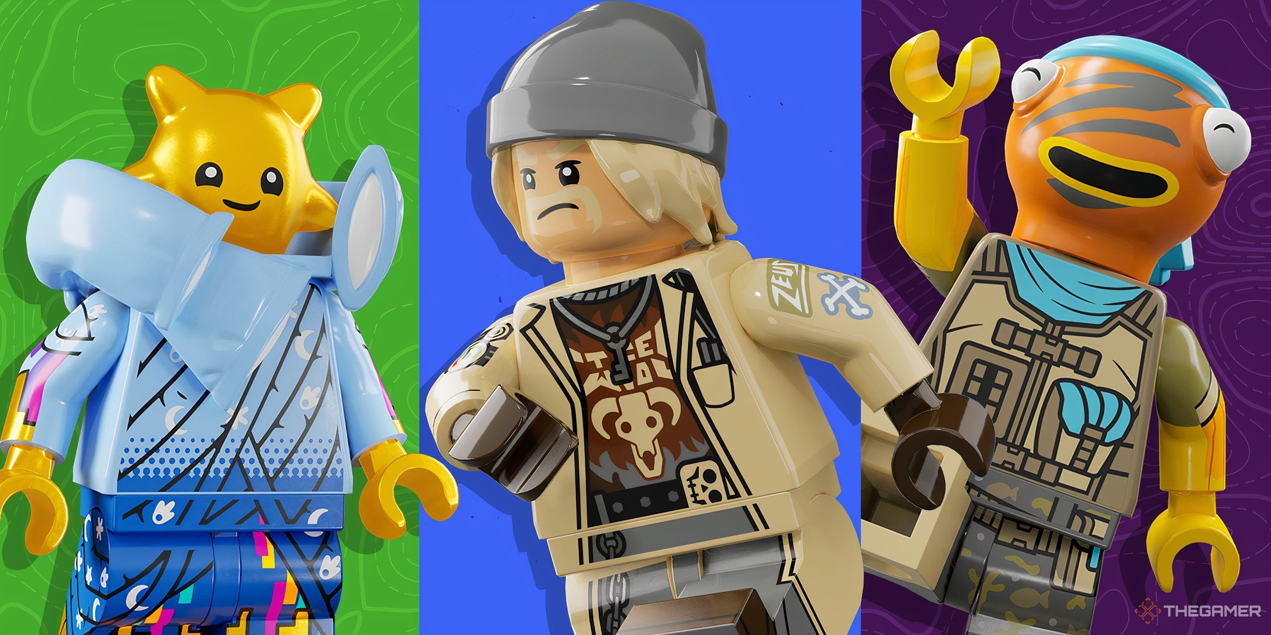 Collage de personajes de Lego Fortnite