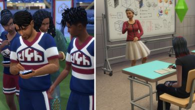 Cheerleaders and students in The Sims 4 High School Years