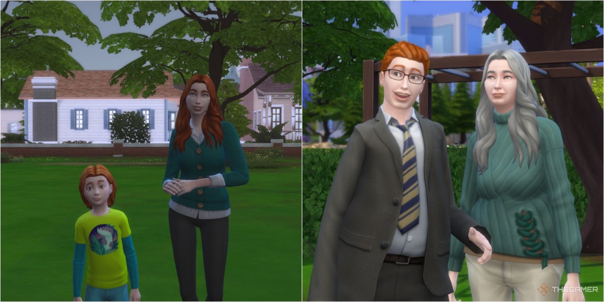 una madre y un hijo sim cuando el hijo es un niño y cuando es un adulto los sims 4 aspiración de linaje exitoso