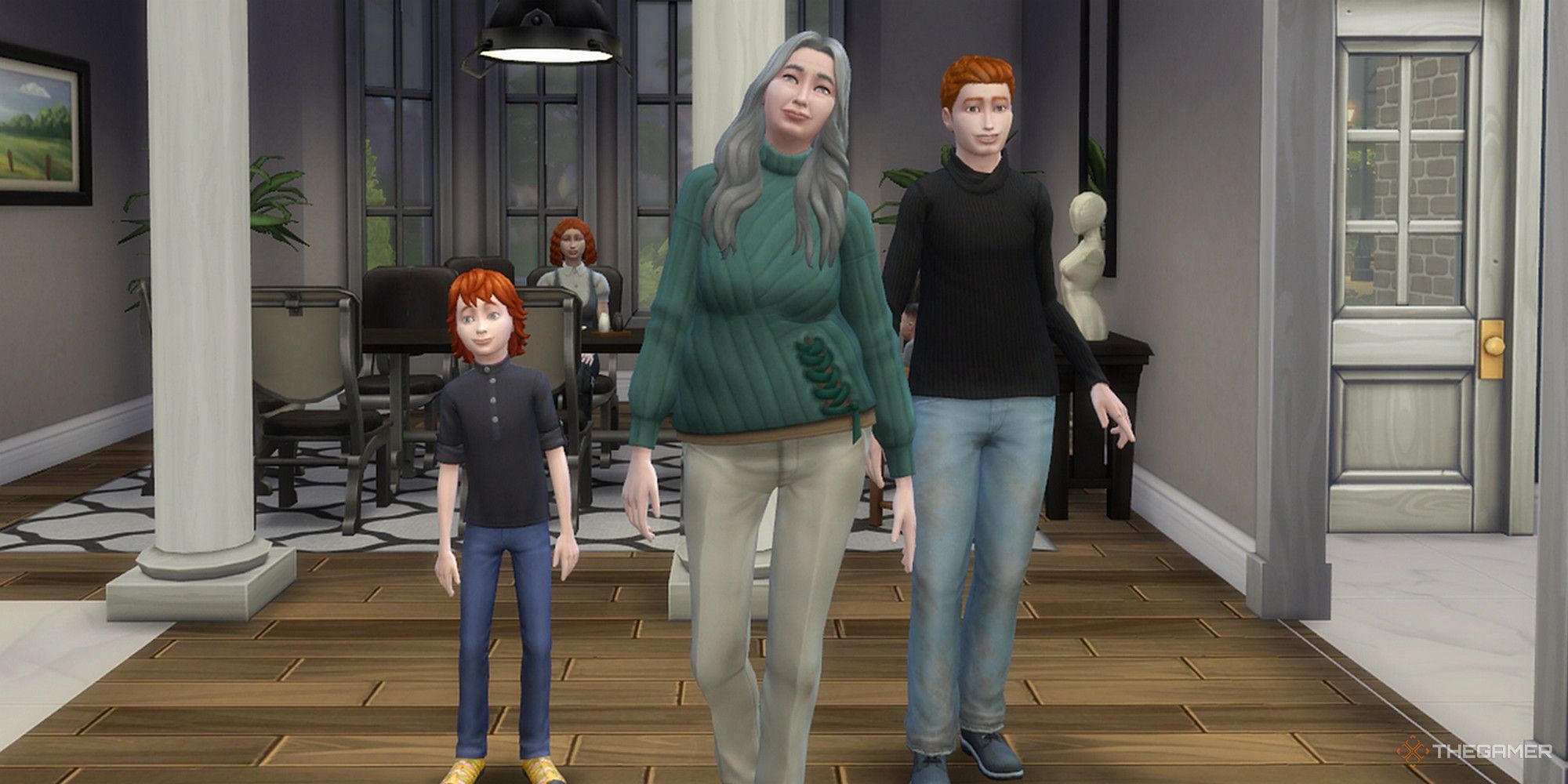 varios sims posando para una foto gran familia feliz los sims 4