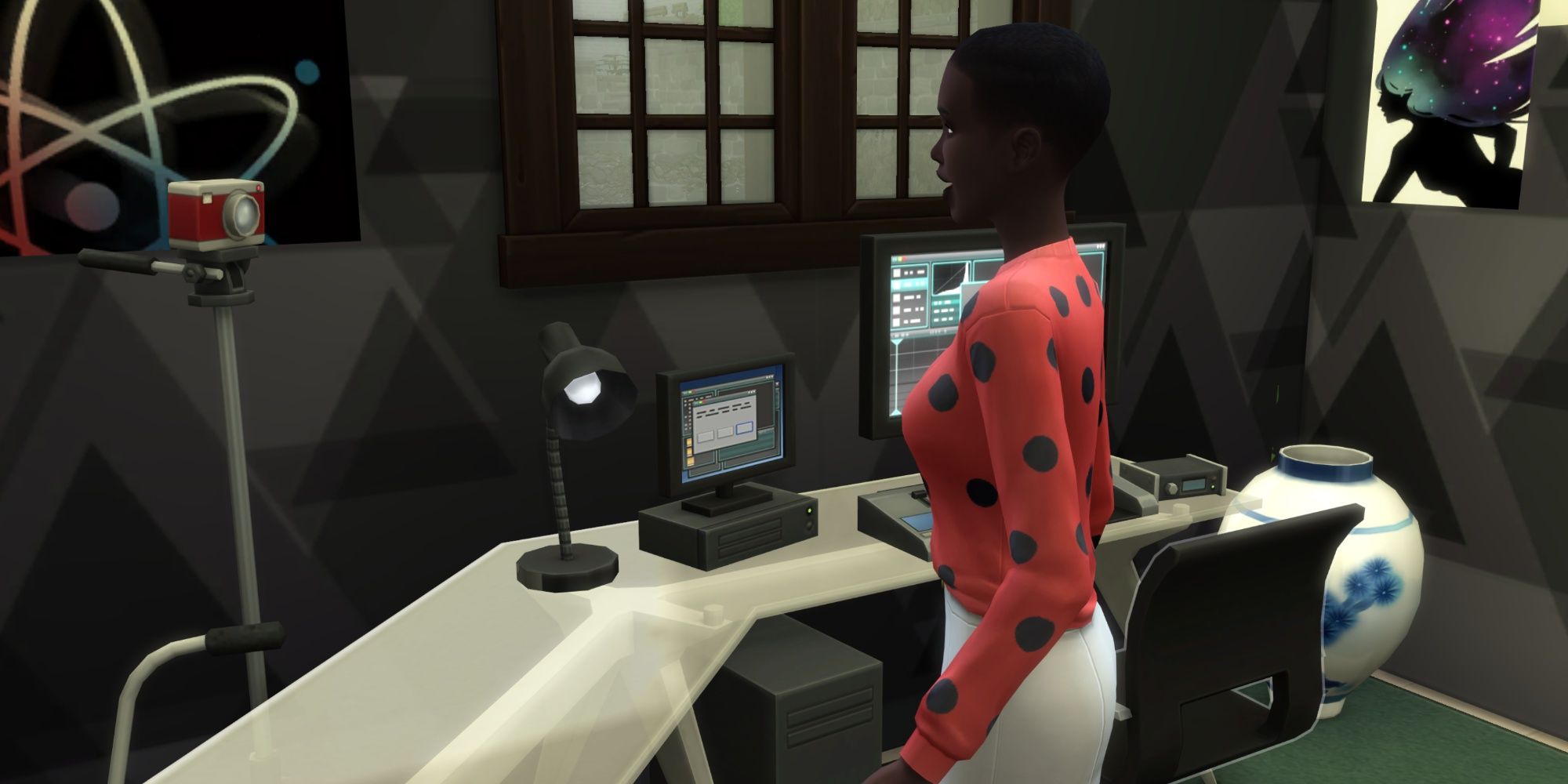 Los Sims 4: una imagen de un Sim grabando un vlog