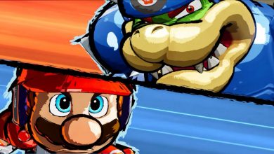 Split image of Mario and Bowser from Mario Strikers: Battle League