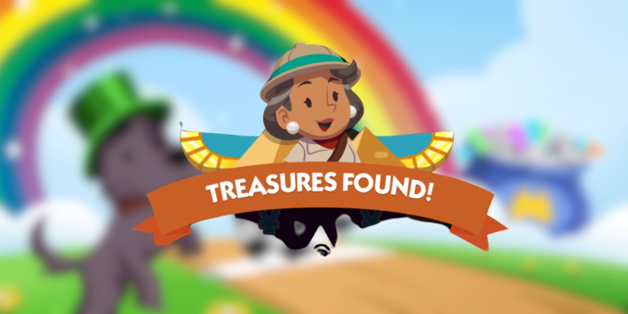 La Sra. Monopoly aparece en el cartel Sunset Treasures Found en Monopoly Go.