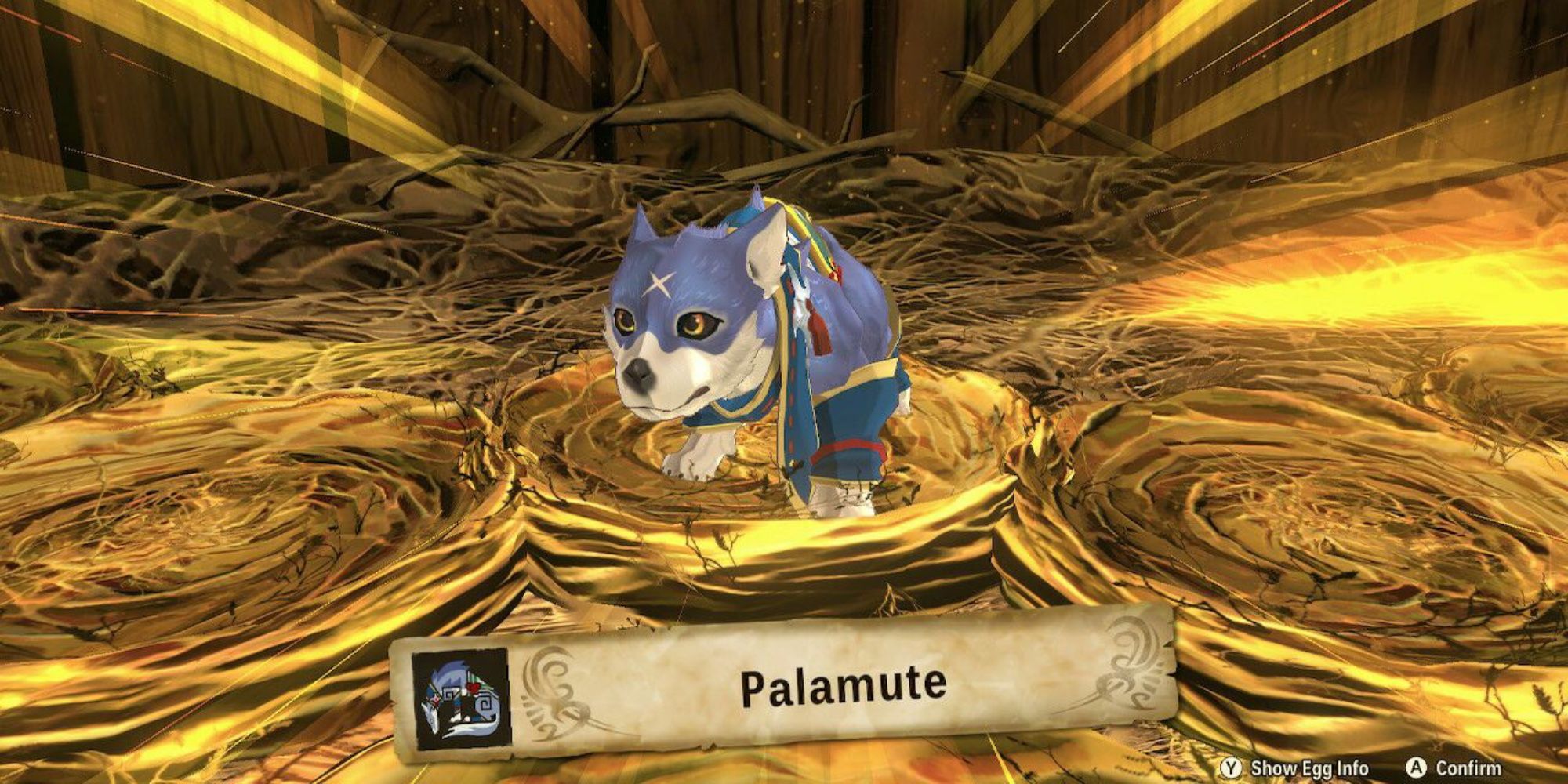 palamute en un nido de monster hunter stories 2