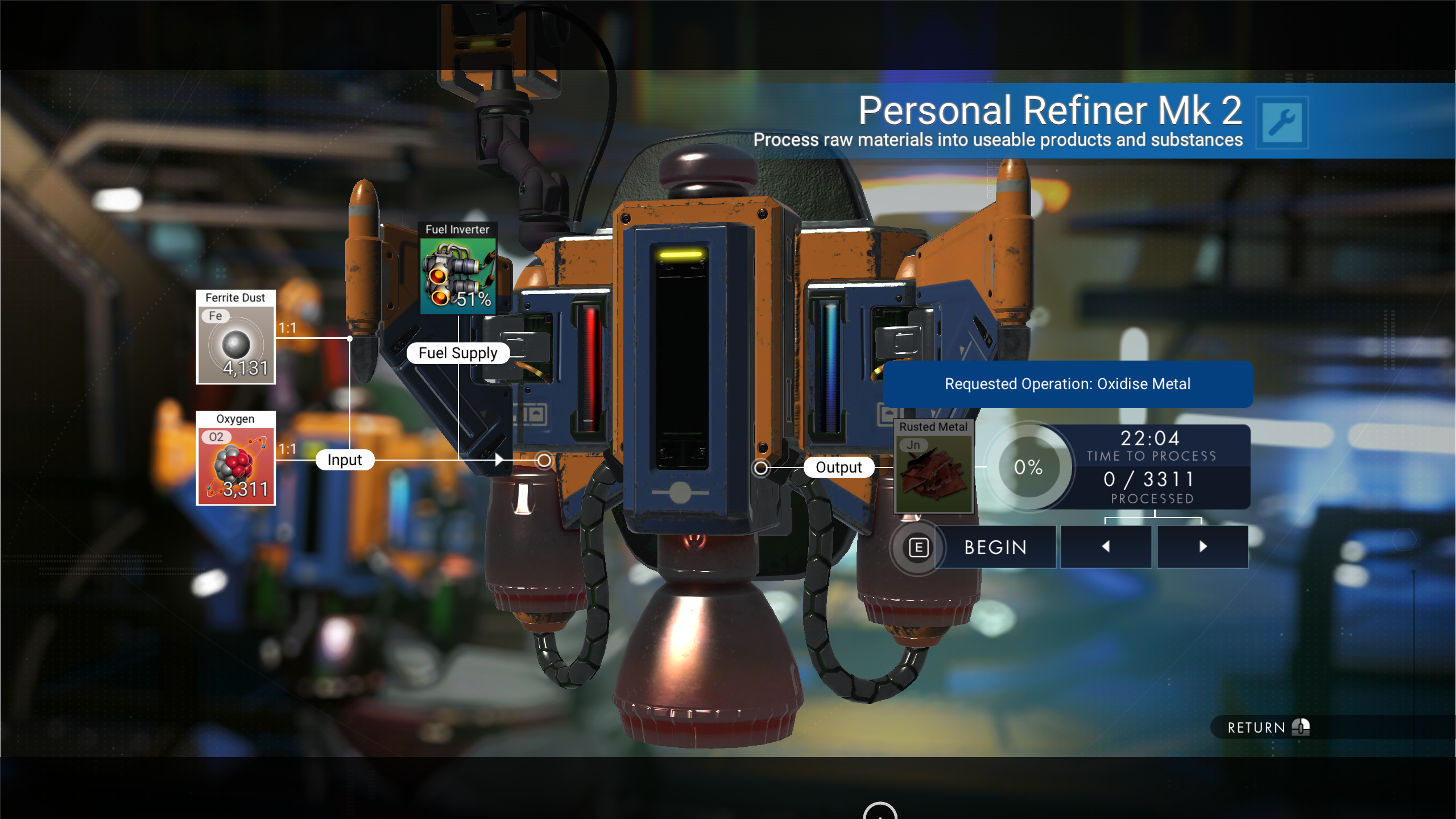 Receta de metal oxidado de No Man's Sky
