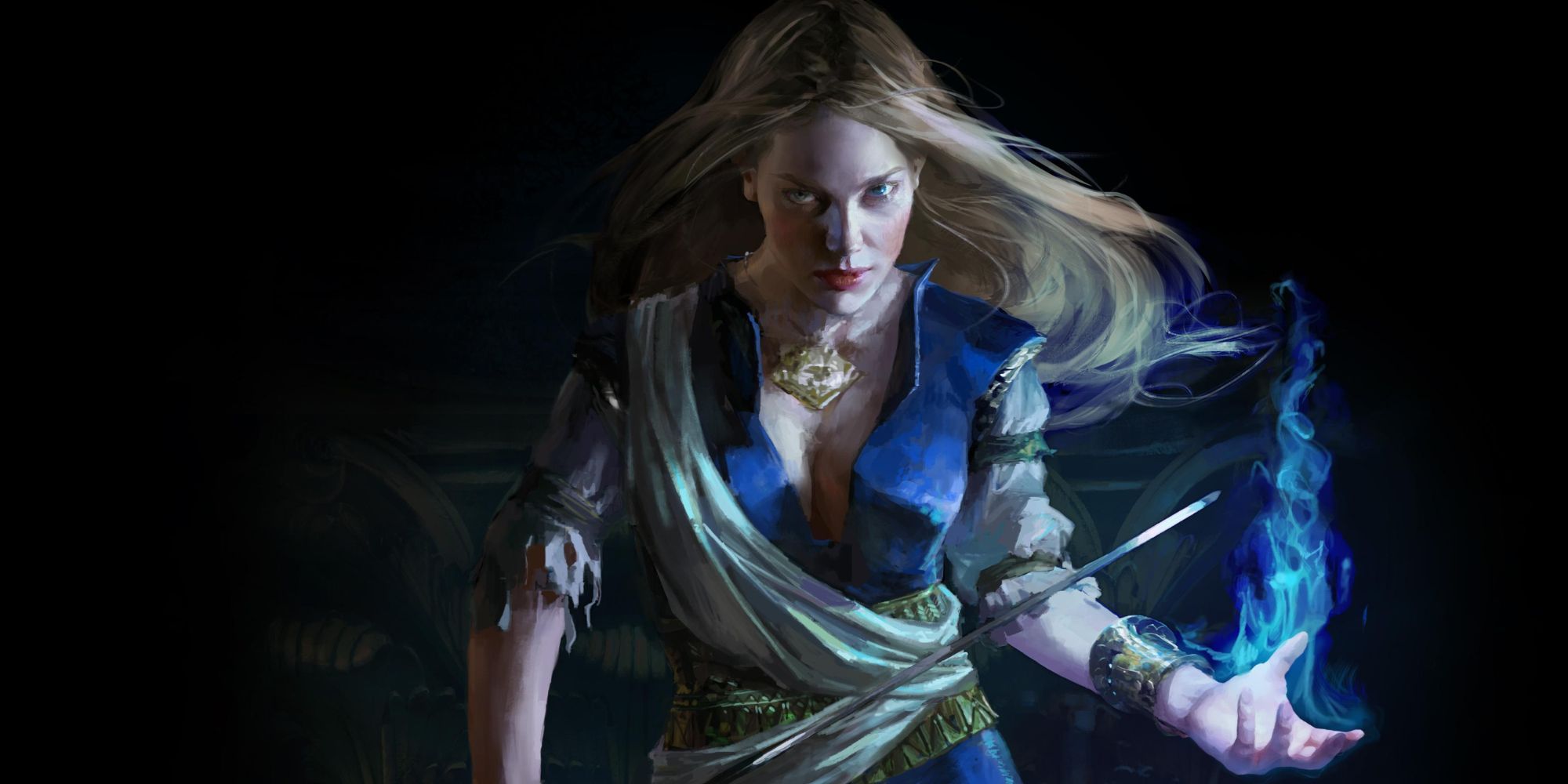 Arte oficial del Scion de Path of Exile preparándose para lanzar un hechizo.