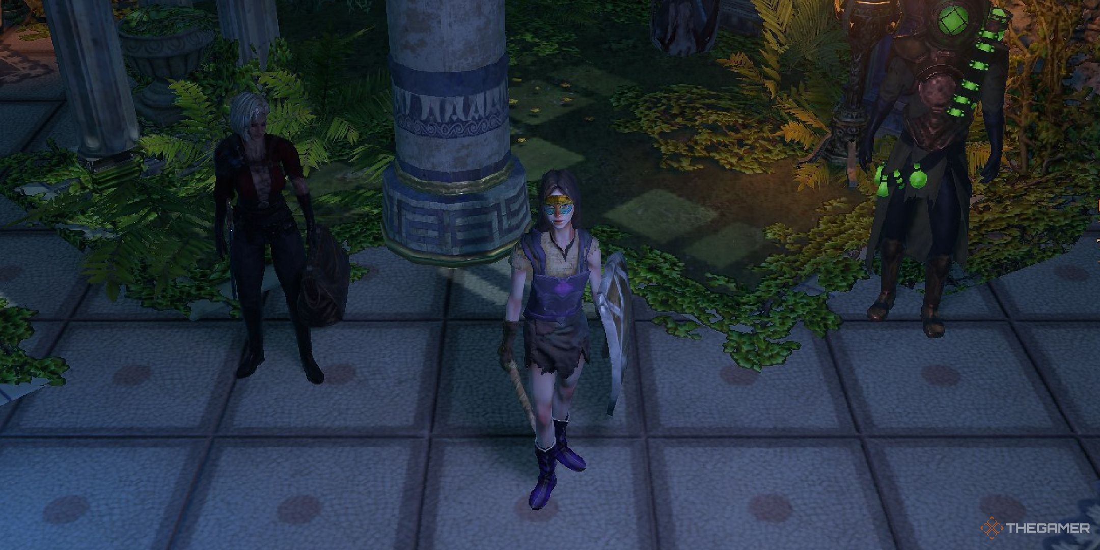 Imagen de un jugador en Path Of Exile de pie junto a Helena en su escondite. 