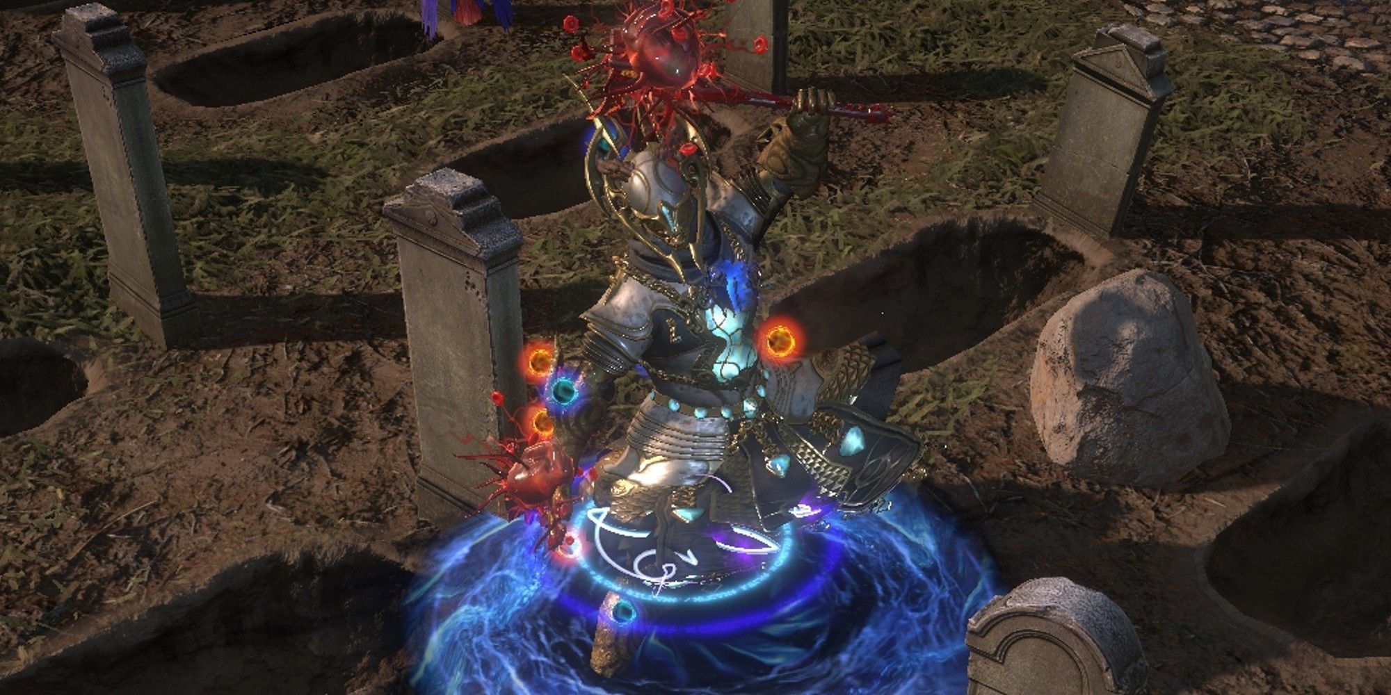 Posando en el cementerio de la Necrópolis en Path of Exile