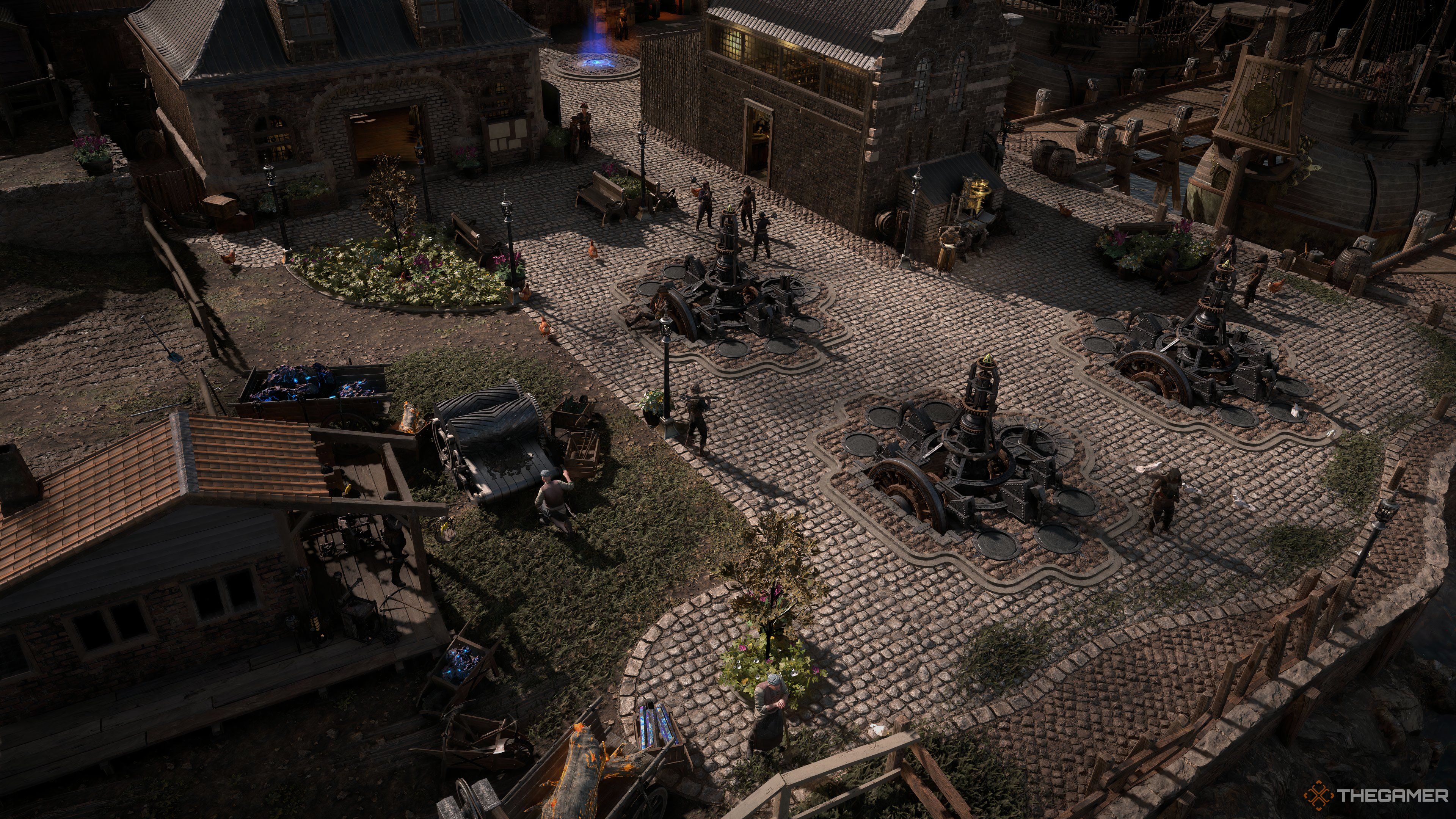 Una descripción general de la ciudad de Kingsmarch que construirás durante la expansión 3.25 Settlers of Kalguur en Path of Exile.