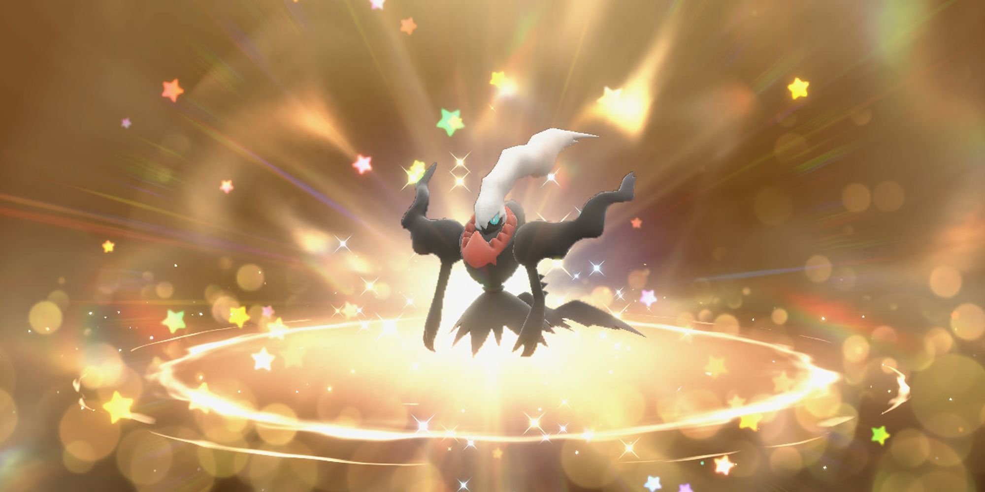 Darkrai rodeado de estrellas del evento Mystery Gift en Pokémon Scarlet & Violet.