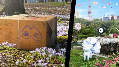 Pokemon Go Bundle split with an image of Alolan Vulpix and an Unown from Pokemon Go