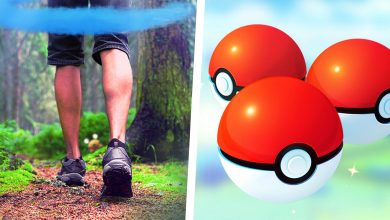 Pokemon Go Trainer using an Incense a forest split with an image of three Poke Balls